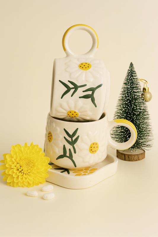 Sunny Bloom Mug with saucer (300ml )