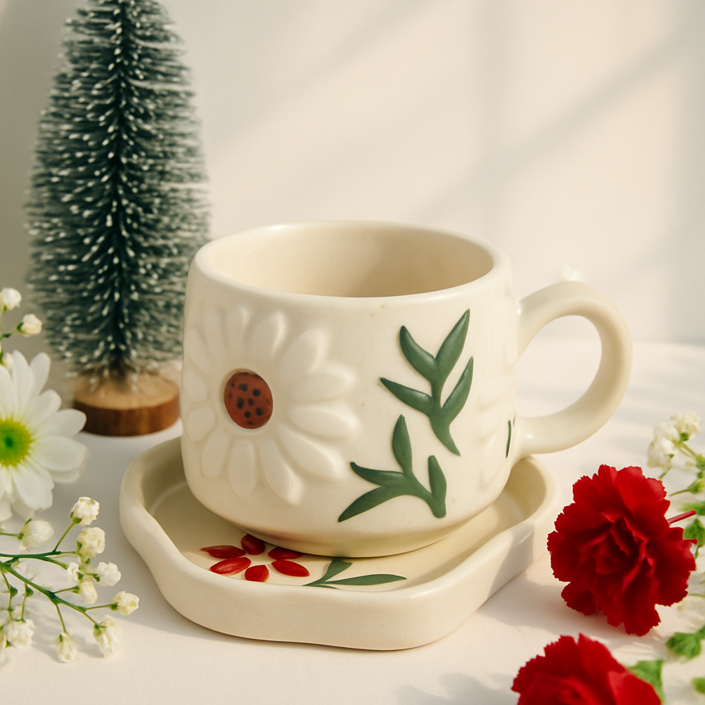 Ladybug Daisy Mug with saucer ( 300ml )