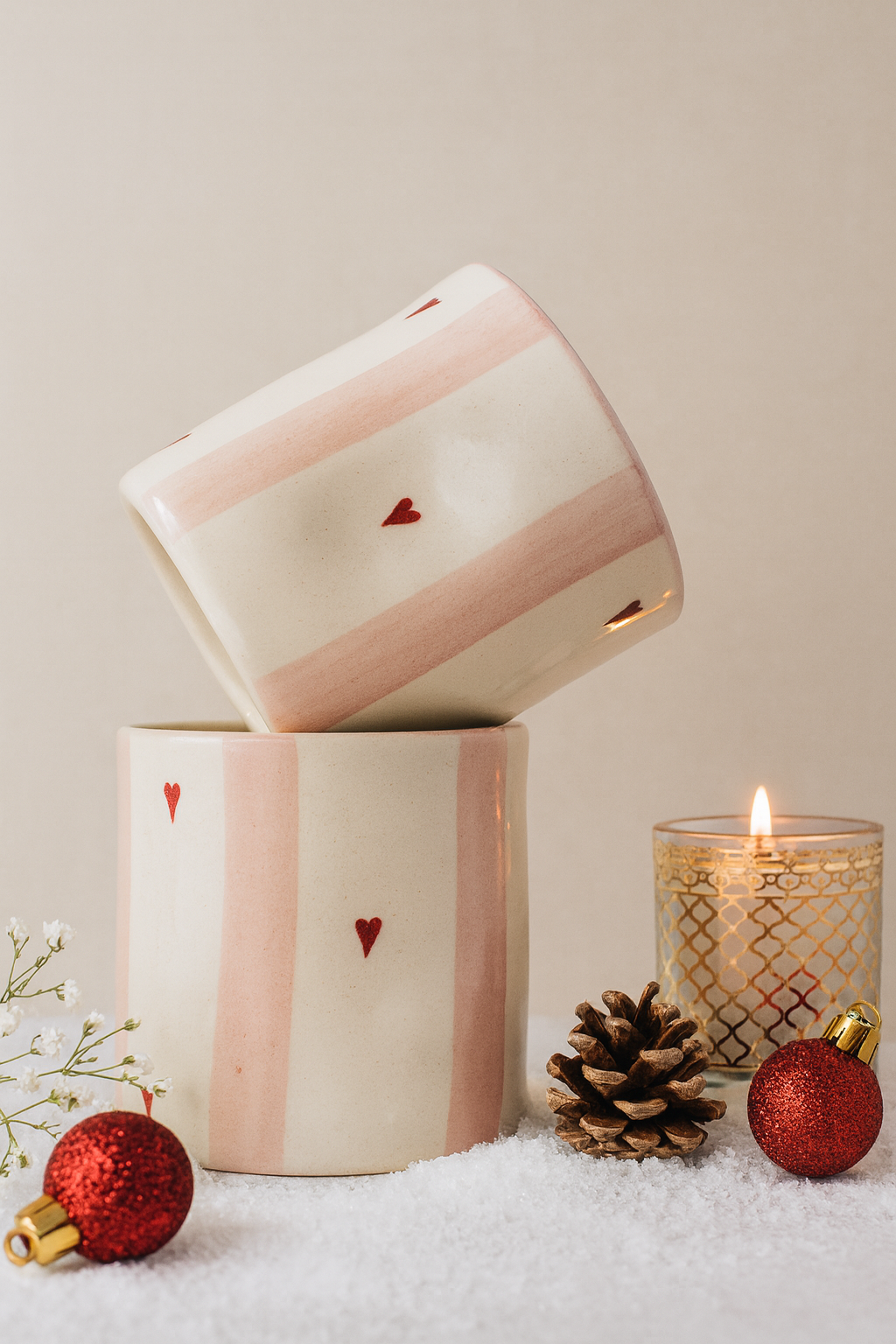 Pink Little Hearts Holiday Mug💕 (300ml)